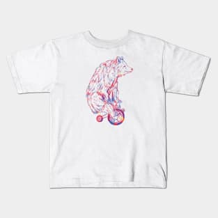 Bear Riding Bicycle Kids T-Shirt